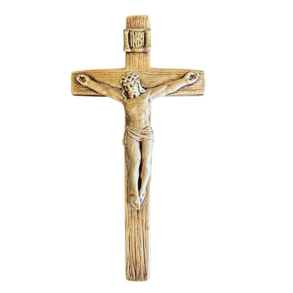 Vintage Crucifix Cross Wall Hanging with INRI Jesus Christ 11.5”x 6"